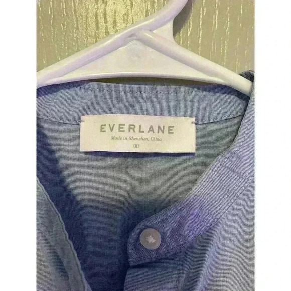 Everlane Boxy Long Sleeve Button Down Tunic Size 00 Oversized Light Blue. Casual - Picture 3 of 8
